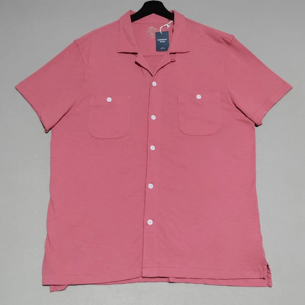 NEW J Crew Garment Dyed Harbor Shirt Men Size XXL Camp Collar Nantucket Red/Pink